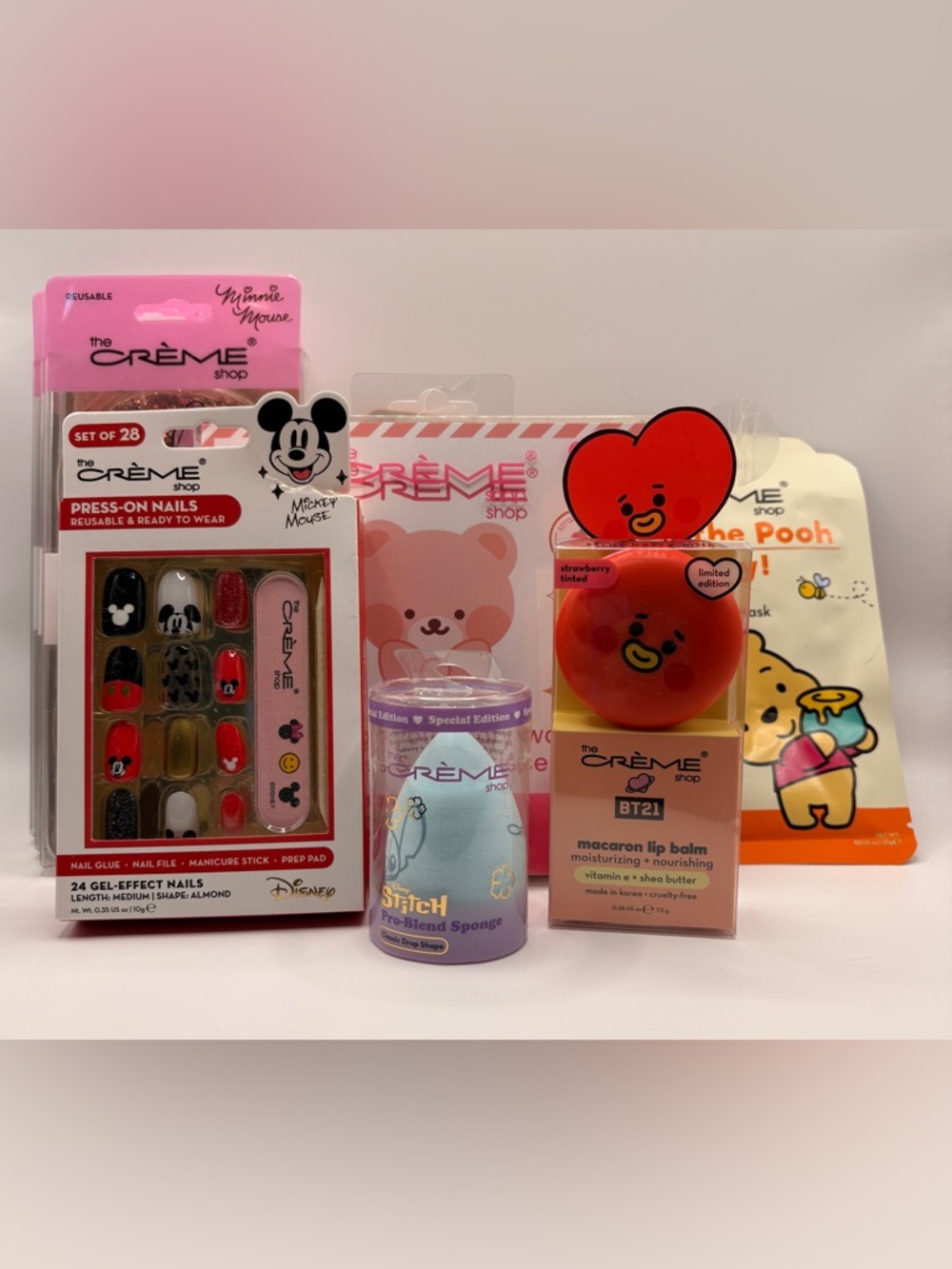 Creme Shop Lot of 13 Face And Lip Masks Beauty Blender Eye Masks Lip Balm Nails